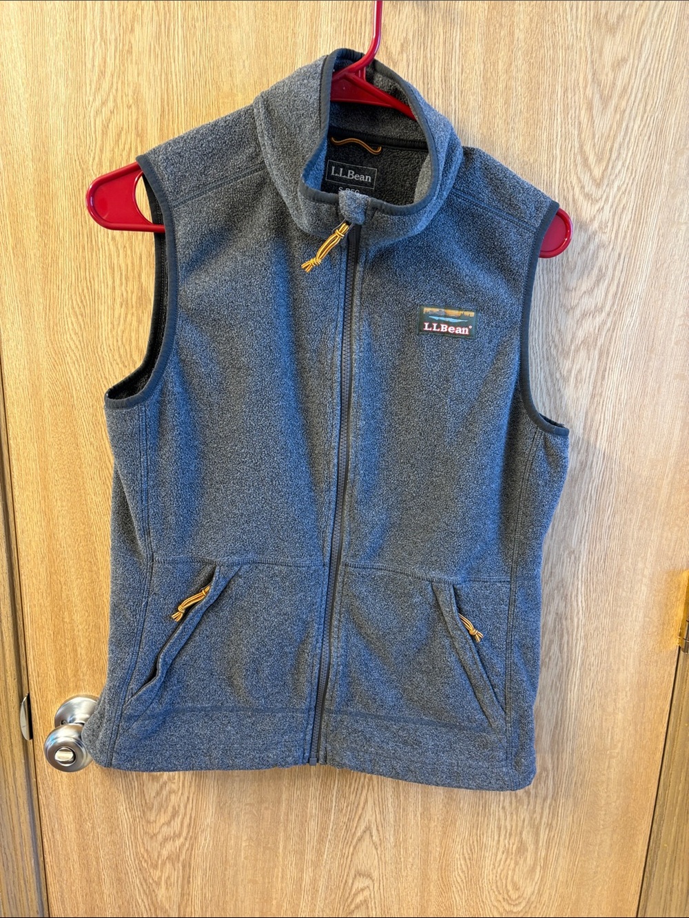 L.L. Bean Dark Gray Fleece Vest with Yellow Accents